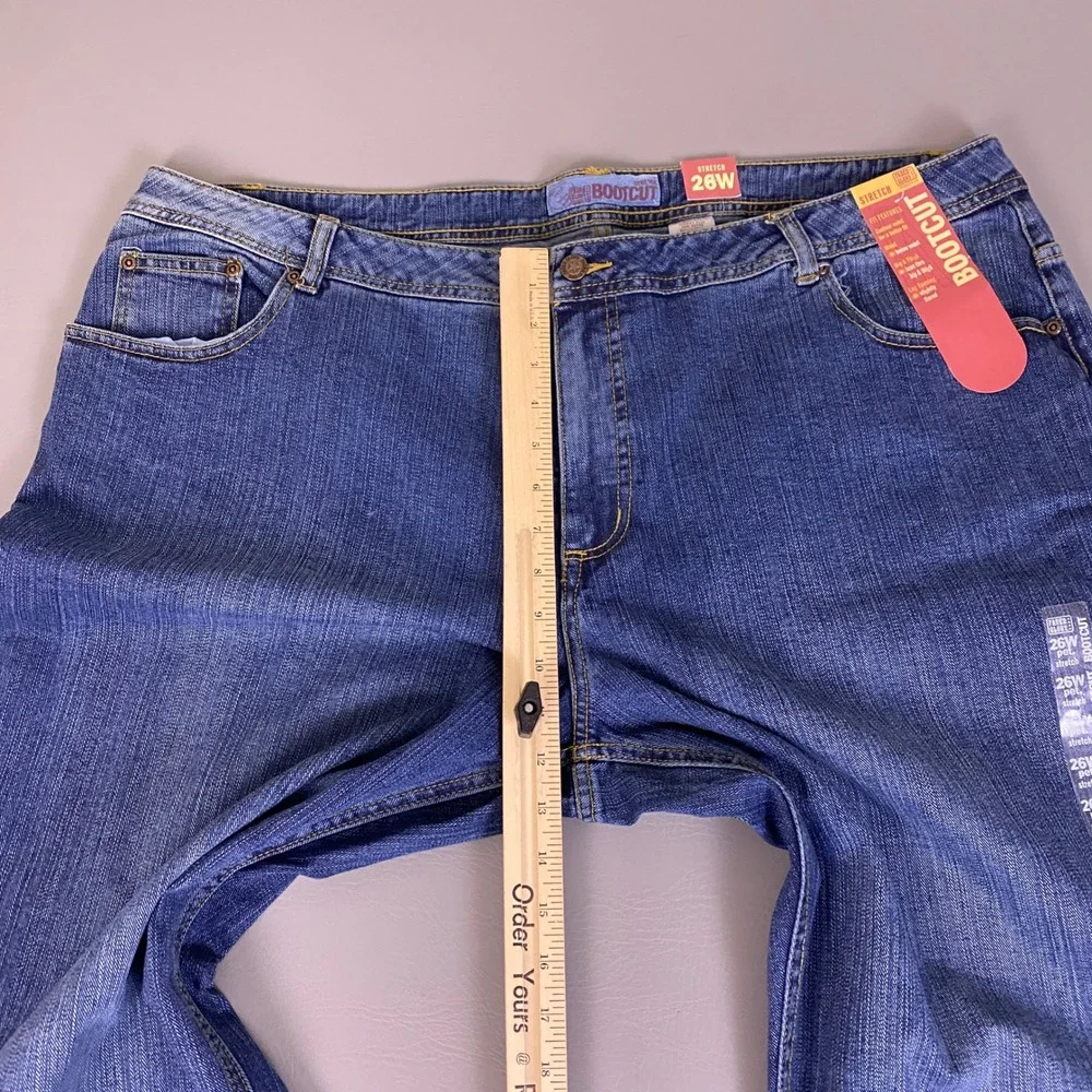Faded Glory Bootcut Jeans Womens Plus 26W Petite Blue Dark Stone Stretch New NWT